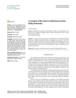 A Synopsis of the Native Combretaceae in the Malay Peninsula Citation: Ian M