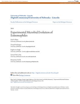 Experimental Microbial Evolution of Extremophiles Paul H