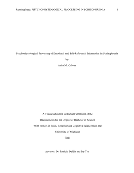 Psychophysiological Processing of Emotionaland Self-Referential