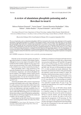 A Review of Aluminium Phosphide Poisoning and a Flowchart to Treat It Arh Hig Rada Toksikol 2016;67:183-193 183