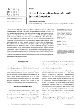 Ocular Inflammation Associated with Systemic Infection