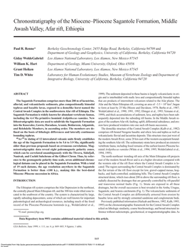 Chronostratigraphy of the Miocene–Pliocene Sagantole Formation, Middle Awash Valley, Afar Rift, Ethiopia