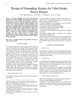 Design of Grounding System for Tehri Hydro Power Project