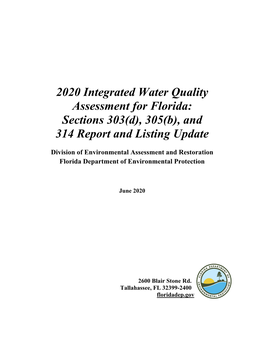 2020 Integrated Water Quality Assessment for Florida: Sections 303(D), 305(B), and 314 Report and Listing Update