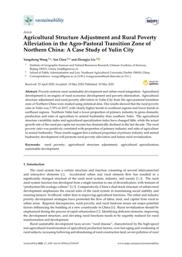 Agricultural Structure Adjustment and Rural Poverty Alleviation in the Agro-Pastoral Transition Zone of Northern China: a Case Study of Yulin City