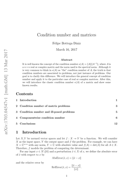 Condition Number and Matrices