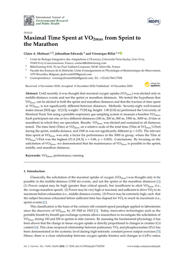 Maximal Time Spent at Vo2max from Sprint to the Marathon