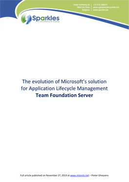 The Evolution of Microsoft's Solution for Application Lifecycle