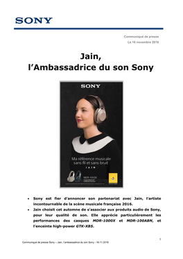 Jain, L'ambassadrice Du Son Sony