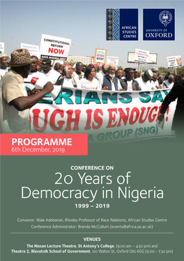 20 Years of Democracy in Nigeria 1999 – 2019