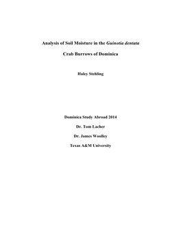 Analysis of Soil Moisture in the Guinotia Dentata Crab Burrows Of