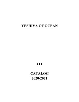 Yeshiva of Ocean Catalog 2020-2021