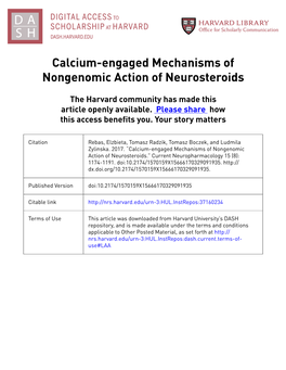 Calcium-Engaged Mechanisms of Nongenomic Action of Neurosteroids