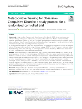 Metacognitive Training for Obsessive