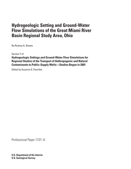 Hydrogeologic Setting and Ground-Water Flow Simulations of the Great Miami River Basin Regional Study Area, Ohio