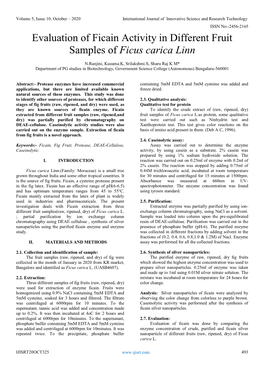 Evaluation of Ficain Activity in Different Fruit Samples of Ficus Carica Linn