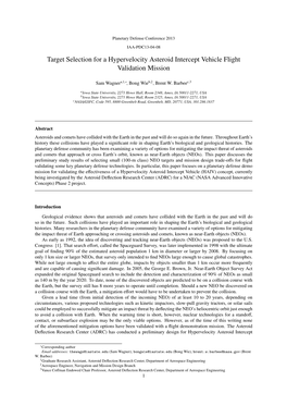 “Target Selection for a HAIV Flight Demo Mission,” IAA-PDC13-04