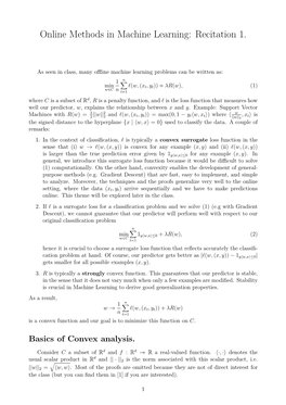 Online Methods in Machine Learning: Recitation 1