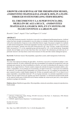 Growth and Survival of the Freshwater Mussel