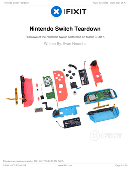 Nintendo Switch Teardown Guide ID: 78263 - Draft: 2021-05-17