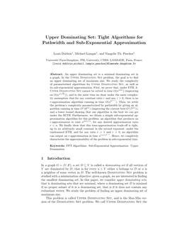 Upper Dominating Set: Tight Algorithms for Pathwidth and Sub-Exponential Approximation