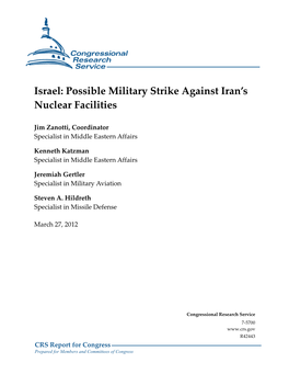 Israel: Possible Military Strike Against Iran's Nuclear Facilities