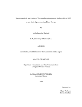 Narrative Analysis and Framing of Governor Brownback's