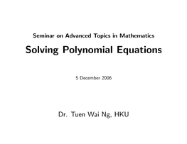 Solving Polynomial Equations