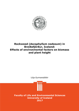 Ascophyllum Nodosum) in Breiðafjörður, Iceland: Effects of Environmental Factors on Biomass and Plant Height