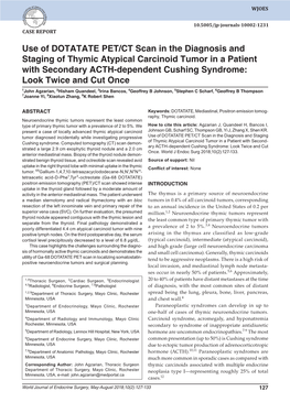 Use of DOTATATE PET/CT Scan in the Diagnosis and Staging Of