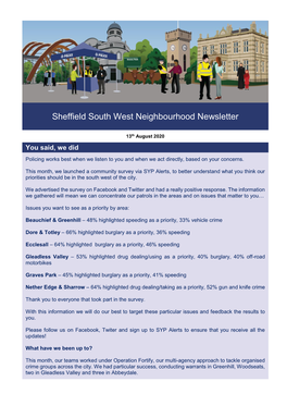 Sheffield South West Neighbourhood Newsletter