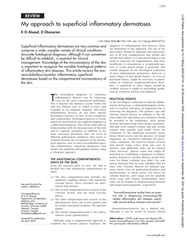 My Approach to Superficial Inflammatory Dermatoses K O Alsaad, D Ghazarian