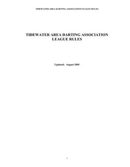 Tidewater Area Darting Association League Rules