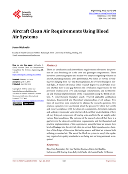 Aircraft Clean Air Requirements Using Bleed Air Systems