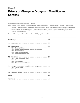 Drivers of Change in Ecosystem Condition and Services