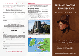 Friends of the Daniel O'connell Summer School INFORMATION