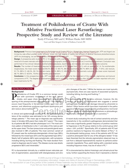 Treatment of Poikiloderma of Civatte with Ablative Fractional Laser Resurfacing: Prospective Study and Review of the Literature Emily P