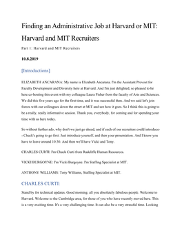 Finding an Administrative Job at Harvard Or MIT: Harvard and MIT Recruiters