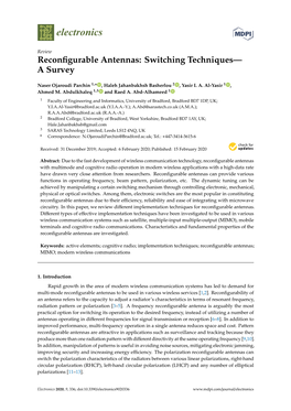 Reconfigurable Antennas: Switching Techniques— a Survey