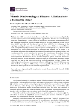 Review Vitamin D in Neurological Diseases: a Rationale for a Pathogenic Impact