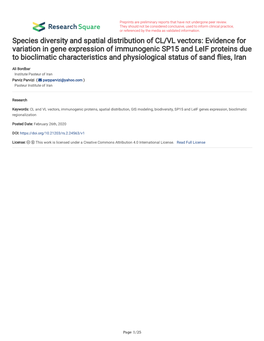 Evidence for Variation in Gene Expression of Immunogenic SP15 and Leif Proteins Due to Bioclimatic Characteristics and Physiological Status of Sand Fies, Iran