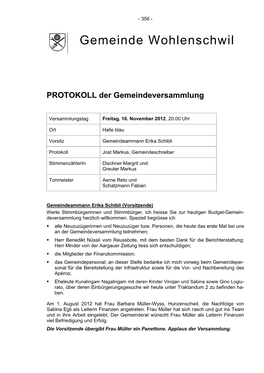 Gemeindeversammlung 2012-11-16