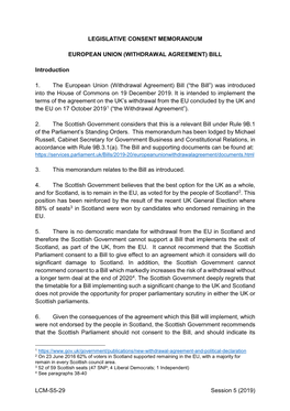 LCM-S5-29 Session 5 (2019) LEGISLATIVE CONSENT