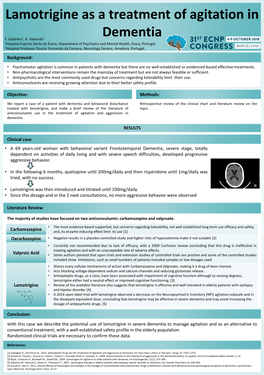 Lamotrigine As a Treatment of Agitation in Dementia F