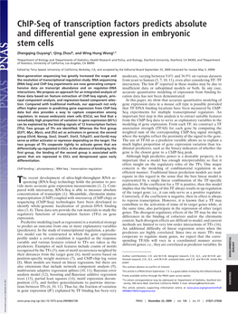 Chip-Seq of Transcription Factors Predicts Absolute and Differential Gene Expression in Embryonic Stem Cells