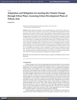 Adaptation and Mitigation for Meeting the Climate Change Through Urban Plans: Assessing Urban Development Plans of Tehran, Iran