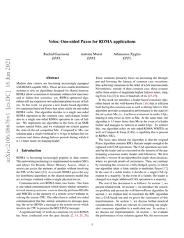 Velos: One-Sided Paxos for RDMA Applications