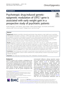 Psychotropic Drug-Induced Genetic- Epigenetic Modulation of CRTC1