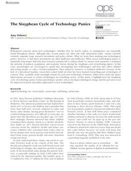The Sisyphean Cycle of Technology Panics © the Author(S) 2020