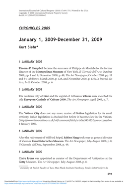 January 1, 2009–December 31, 2009 Kurt Siehr*